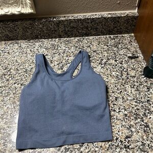 Stylish Blue Ribbed Crop Top